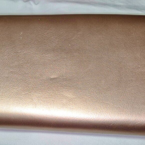 ALDO Blush Gold Clutch Purse with Pink Satin Lining and Magnetic Closure - Picture 7 of 12